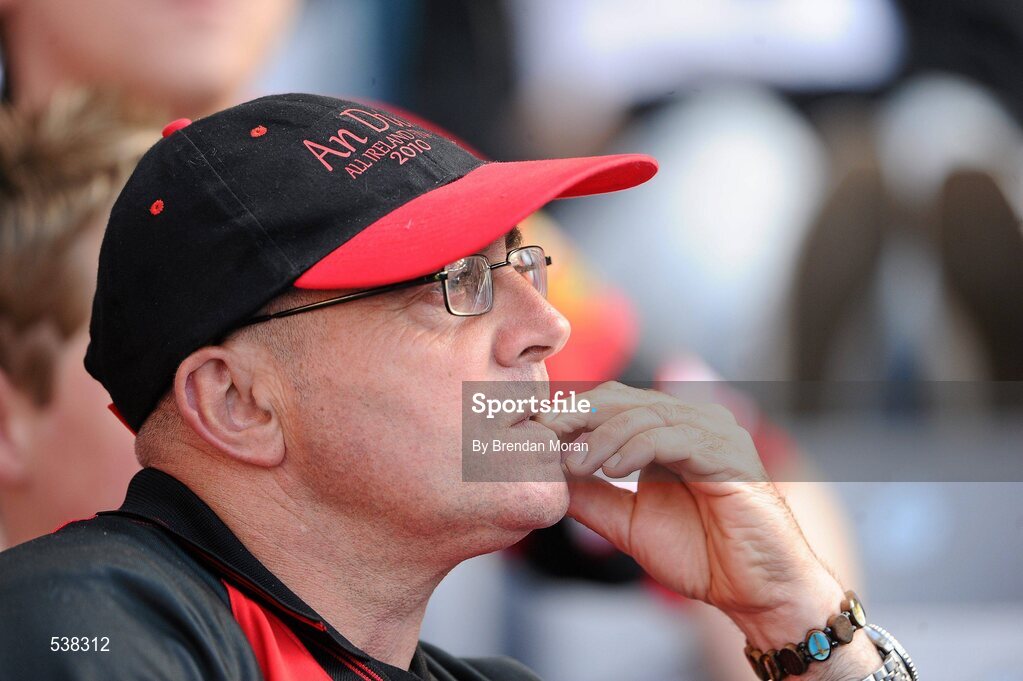 23 July 2011; A Down supporter watches the game. GAA Football All-Ireland Senior Championship Qualifier Round 4, Cork v Down, Croke Park, Dublin. Picture credit: Brendan Moran / SPORTSFILE