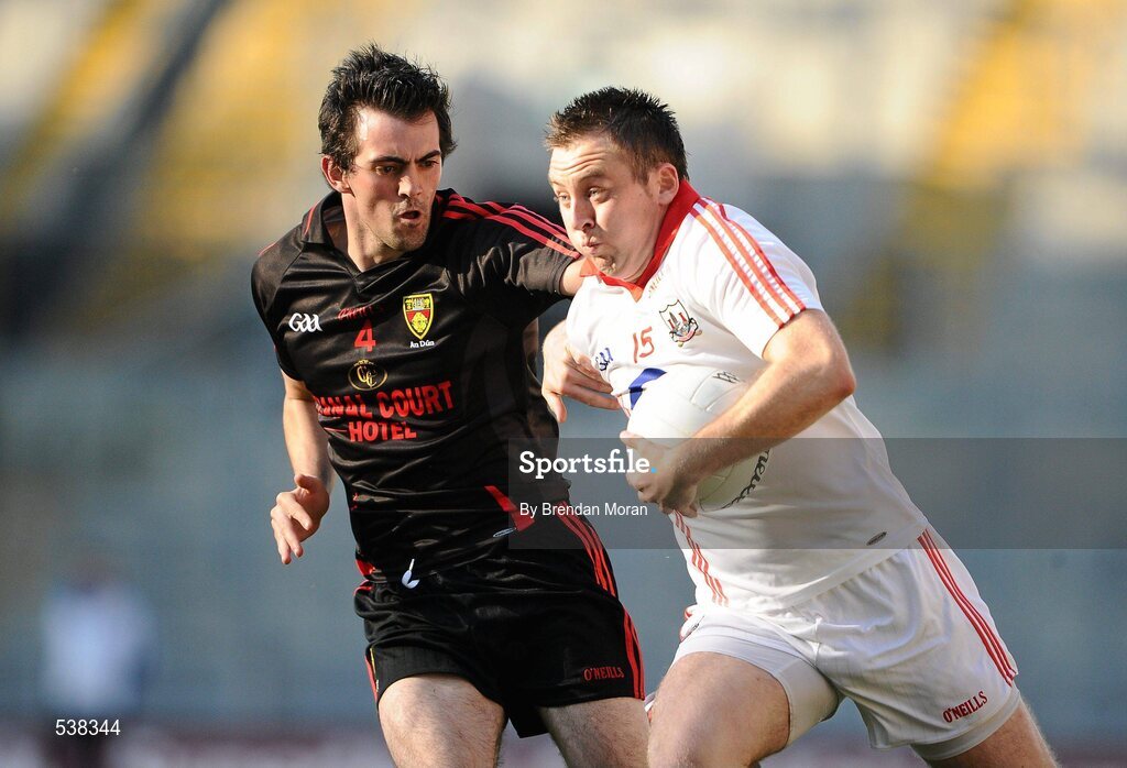 23 July 2011; Paul Kerrigan, Cork, in action against Gerard McCartan, Down. GAA Football All-Ireland Senior Championship Qualifier Round 4, Cork v Down, Croke Park, Dublin. Picture credit: Brendan Moran / SPORTSFILE