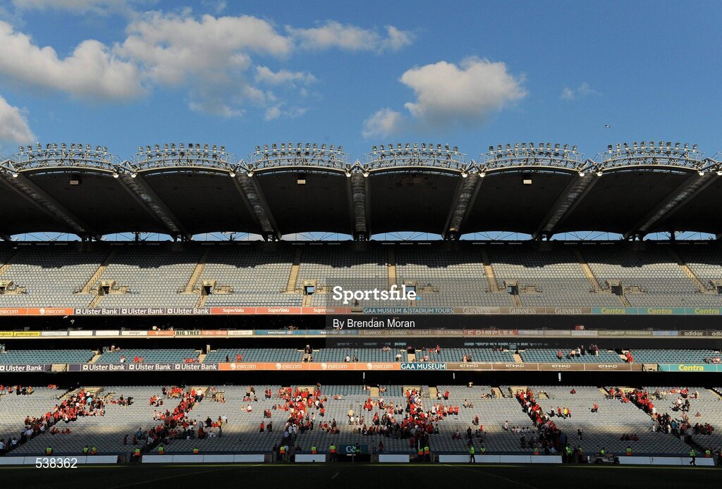 23 July 2011; Cork and Down supporters leave the Cusack Stand in Croke Park after the game. GAA Football All-Ireland Senior Championship Qualifier Round 4, Cork v Down, Croke Park, Dublin. Picture credit: Brendan Moran / SPORTSFILE