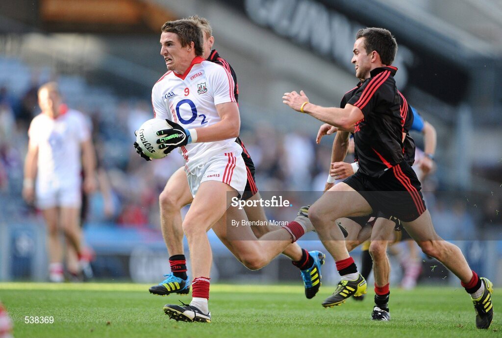 23 July 2011; Aidan Walsh, Cork, in action against Mark Poland, Down. GAA Football All-Ireland Senior Championship Qualifier Round 4, Cork v Down, Croke Park, Dublin. Picture credit: Brendan Moran / SPORTSFILE