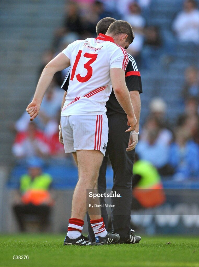 23 July 2011; Daniel Goulding, Cork, leaves the game with an injury. GAA Football All-Ireland Senior Championship Qualifier Round 4, Cork v Down, Croke Park, Dublin. Picture credit: David Maher / SPORTSFILE