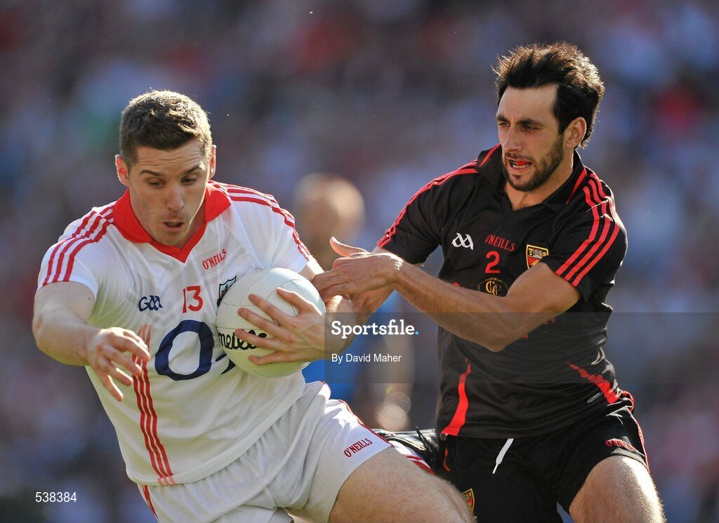 23 July 2011; Daniel Goulding, Cork, in action against Aidan Branagan, Down. GAA Football All-Ireland Senior Championship Qualifier Round 4, Cork v Down, Croke Park, Dublin. Picture credit: David Maher / SPORTSFILE