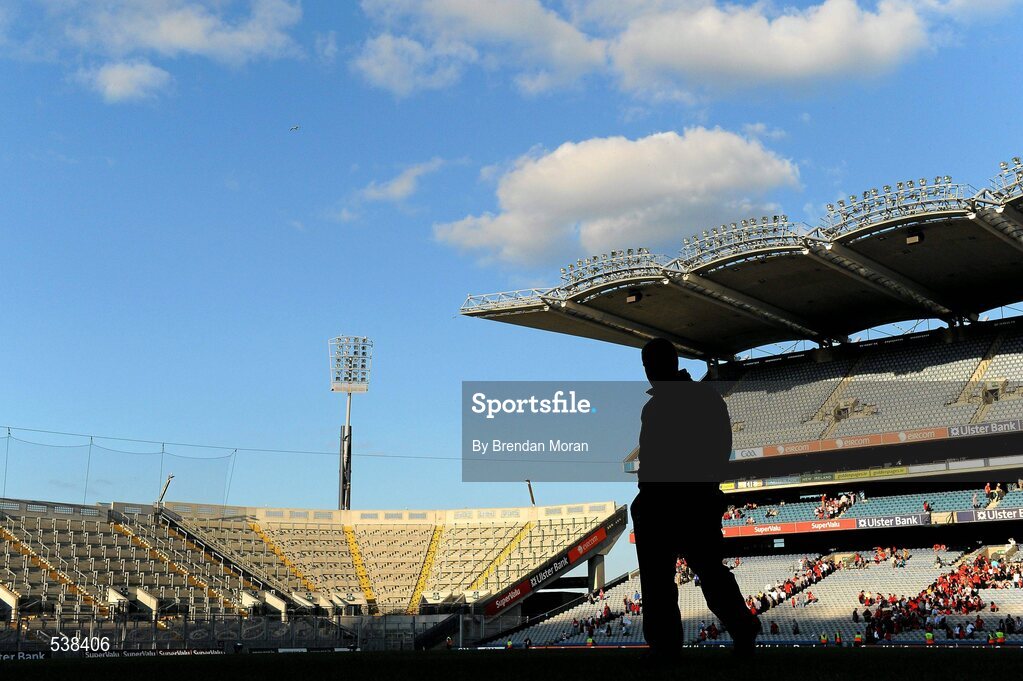 23 July 2011; Down manager James McCartan leaves the pitch after the game. GAA Football All-Ireland Senior Championship Qualifier Round 4, Cork v Down, Croke Park, Dublin. Picture credit: Brendan Moran / SPORTSFILE