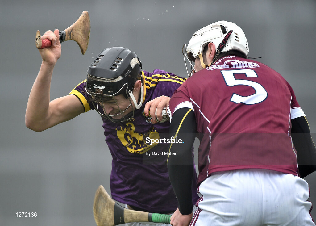 19 February 2017; Jack O'Connor of Wexford in action against Gearoid McInerney of Galway during the Allianz Hurling League Division 1B Round 2 match between Galway and Wexford at Pearse Stadium in Galway. Photo by David Maher/Sportsfile