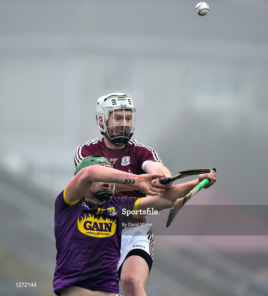 19 February 2017; John Hanbury of Galway in action against Conor McDonald of Wexford during the Allianz Hurling League Division 1B Round 2 match between Galway and Wexford at Pearse Stadium in Galway. Photo by David Maher/Sportsfile