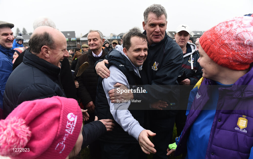 19 February 2017; Wexford manager Davy Fitzgerald is congratulated after the Allianz Hurling League Division 1B Round 2 match between Galway and Wexford at Pearse Stadium in Galway. Photo by David Maher/Sportsfile