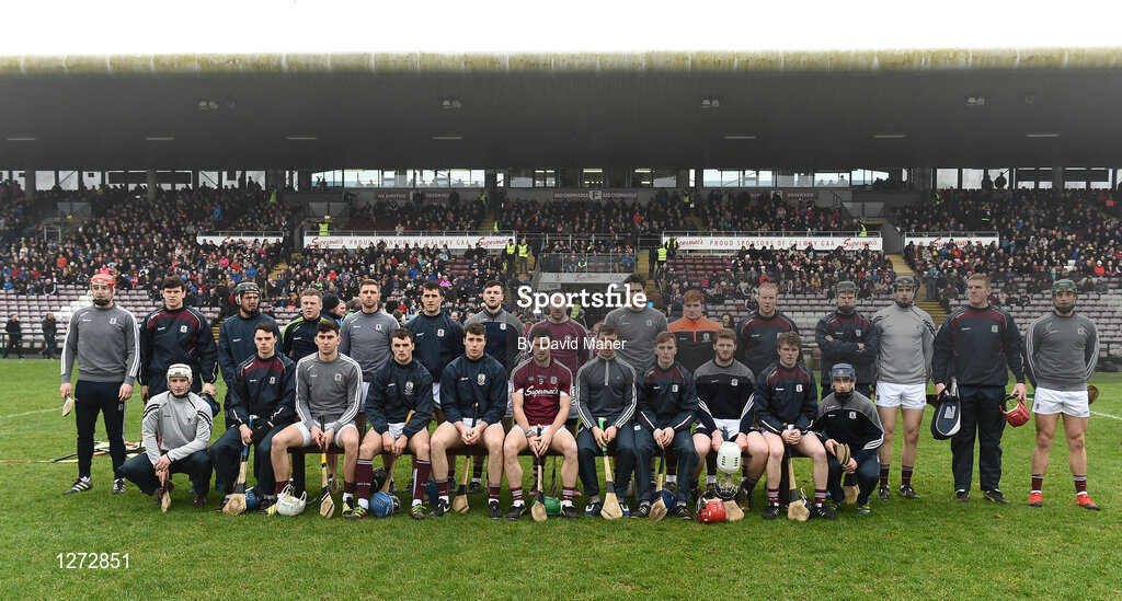 19 February 2017; The Galway squad before the start of the Allianz Hurling League Division 1B Round 2 match between Galway and Wexford at Pearse Stadium in Galway. Photo by David Maher/Sportsfile
