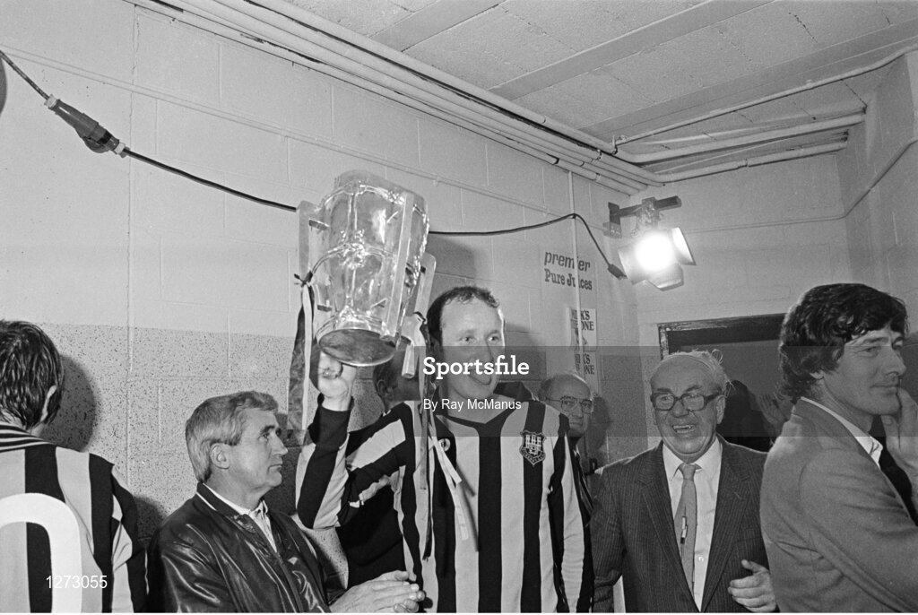 5 September 1982; Kilkenny captain Brian Cody brings the Liam MacCarthy cup into the Kilkenny dressing-room after the All Ireland Hurling Final match between Kilkenny and Cork at Croke Park, Dublin. Photo by Ray McManus/Sportsfile