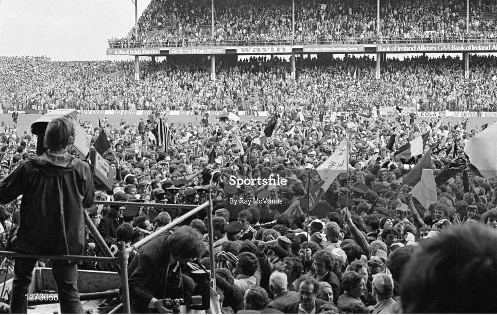 7 September 1980; Galway supporters on the field after the All Ireland Hurling Final, Galway v Limerick, Croke Park, Dublin. Photo by Ray McManus/Sportsfile