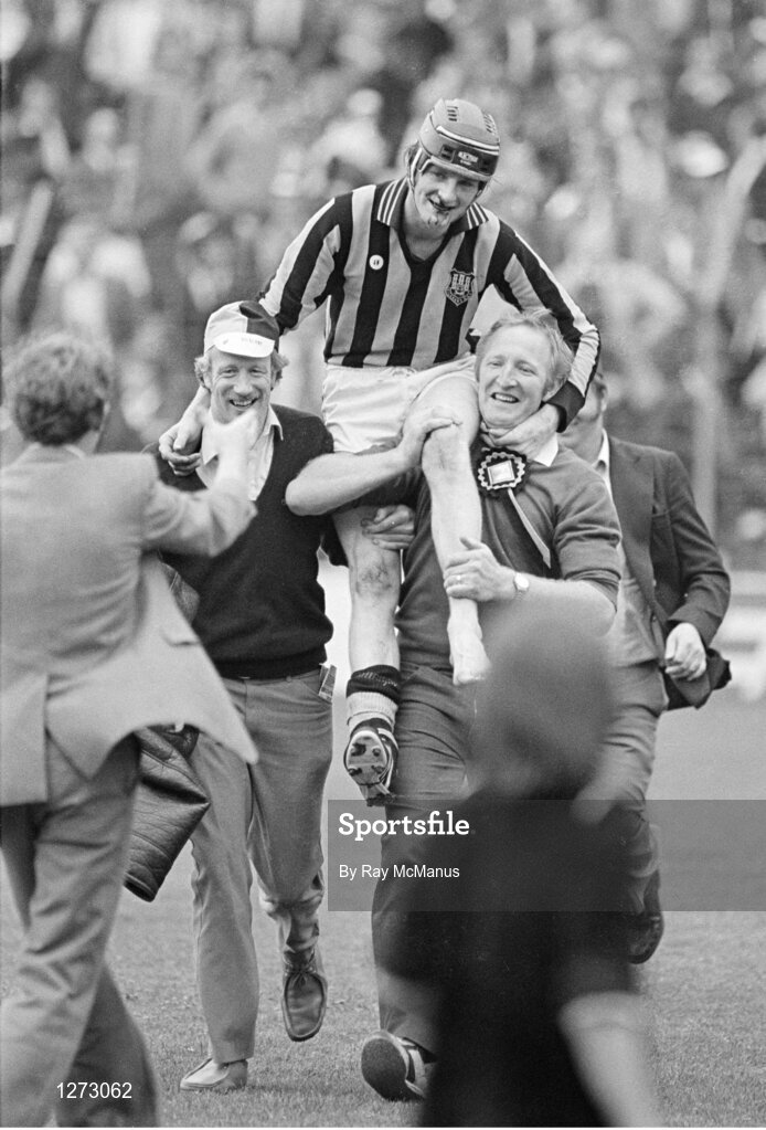 5 September 1982; Richie Power of Kilkenny is carried of the field after the All Ireland Hurling Final match between Kilkenny and Cork at Croke Park, Dublin. Photo by Ray McManus/Sportsfile