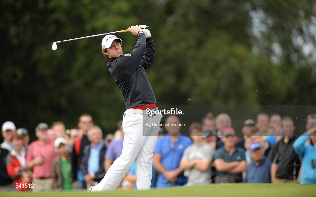 30 July 2011; Rory McIlroy watches his shot from the 5th fairway during the third round of the 2011 Discover Ireland Irish Open Golf Championship, Killarney Golf & Fishing Club, Killarney, Co. Kerry. Picture credit: Diarmuid Greene / SPORTSFILE