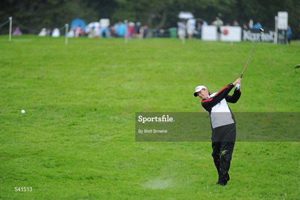30 July 2011; Peter Lawrie plays from the rough off the 13th fairway during the third round of the 2011 Discover Ireland Irish Open Golf Championship, Killarney Golf & Fishing Club, Killarney, Co. Kerry. Picture credit: Matt Browne / SPORTSFILE