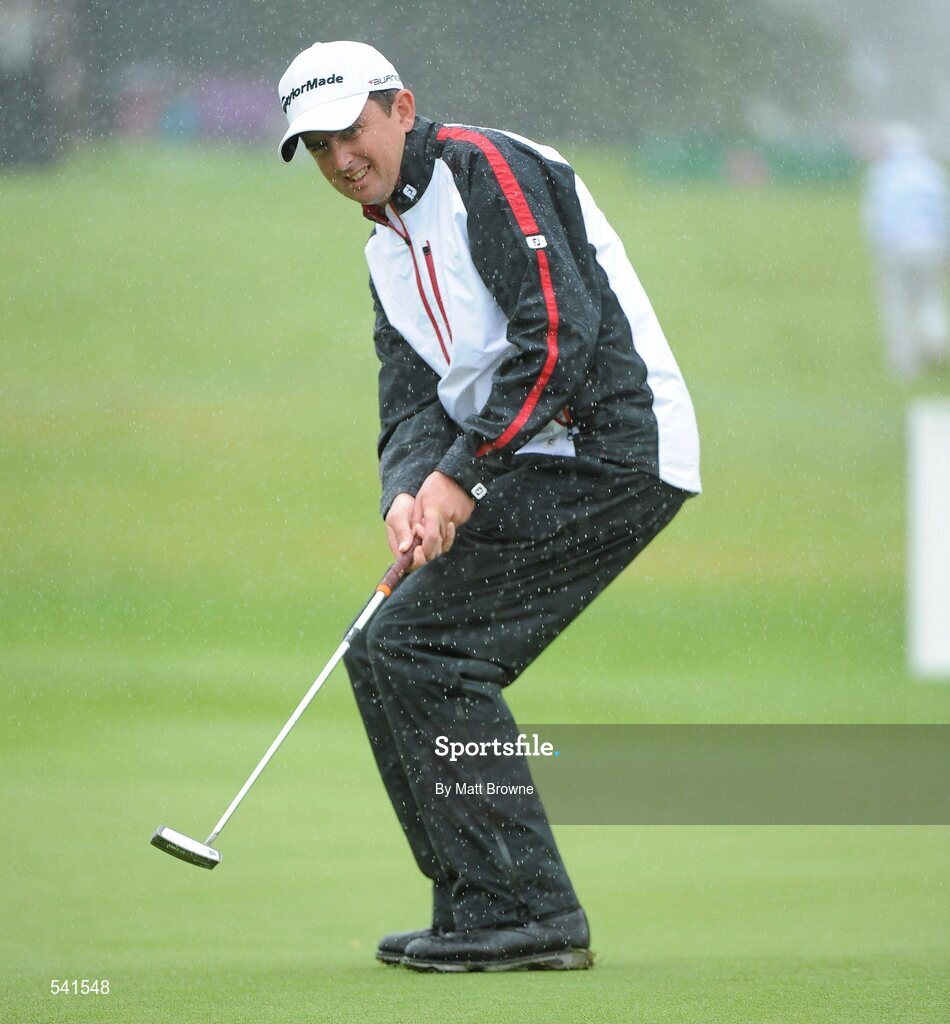 30 July 2011; Peter Lawrie watches his putt go just past the hole on the 12th green during the third round of the 2011 Discover Ireland Irish Open Golf Championship, Killarney Golf & Fishing Club, Killarney, Co. Kerry. Picture credit: Matt Browne / SPORTSFILE