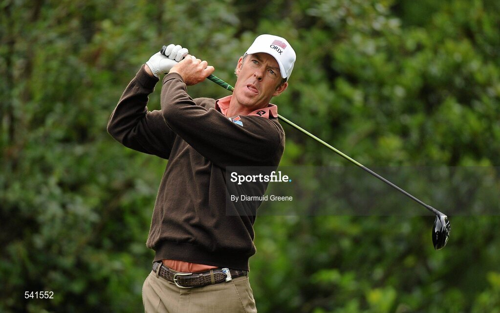 30 July 2011; Richard Green watches his drive from the 7th tee box during the third round of the 2011 Discover Ireland Irish Open Golf Championship, Killarney Golf & Fishing Club, Killarney, Co. Kerry. Picture credit: Diarmuid Greene / SPORTSFILE