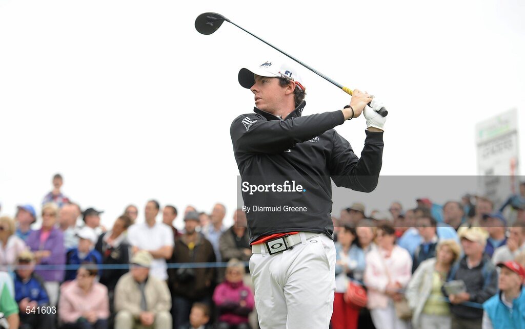 30 July 2011; Rory McIlroy watches his drive from the 9th tee box during the third round of the 2011 Discover Ireland Irish Open Golf Championship, Killarney Golf & Fishing Club, Killarney, Co. Kerry. Picture credit: Diarmuid Greene / SPORTSFILE