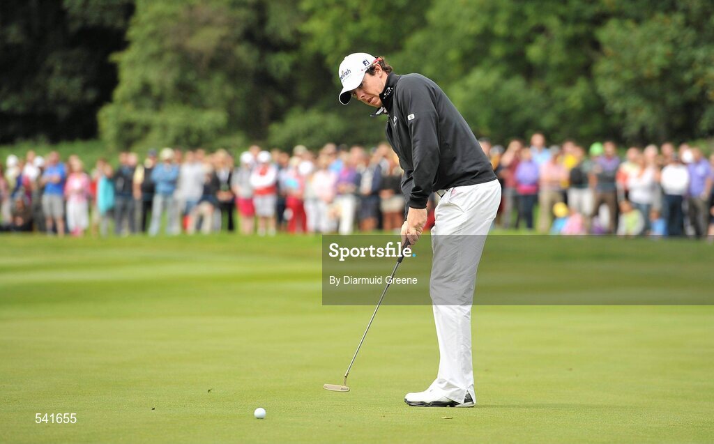 30 July 2011; Rory McIlroy putts on the 5th green during the third round of the 2011 Discover Ireland Irish Open Golf Championship, Killarney Golf & Fishing Club, Killarney, Co. Kerry. Picture credit: Diarmuid Greene / SPORTSFILE