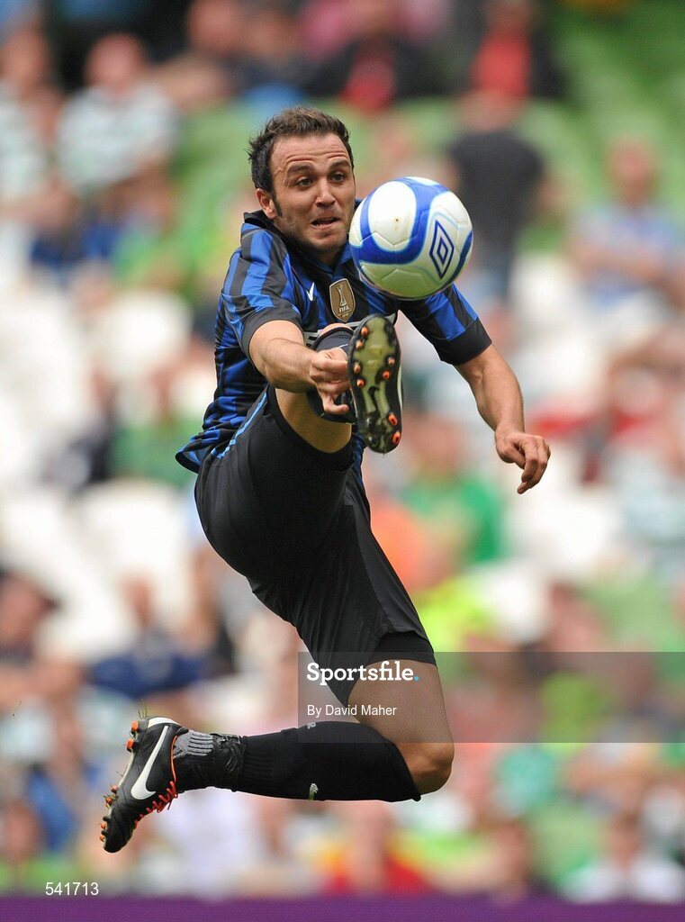 30 July 2011; Giampolo Pazzini, Inter Milan, scores his side's second goal. Dublin Super Cup, Inter Milan v Glasgow Celtic FC, Aviva Stadium, Lansdowne Road, Dublin. Picture credit: David Maher / SPORTSFILE