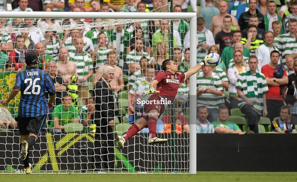 30 July 2011; Luca Castellazzi, Inter Milan, makes a save near the end of the game. Dublin Super Cup, Inter Milan v Glasgow Celtic FC, Aviva Stadium, Lansdowne Road, Dublin. Photo by Sportsfile