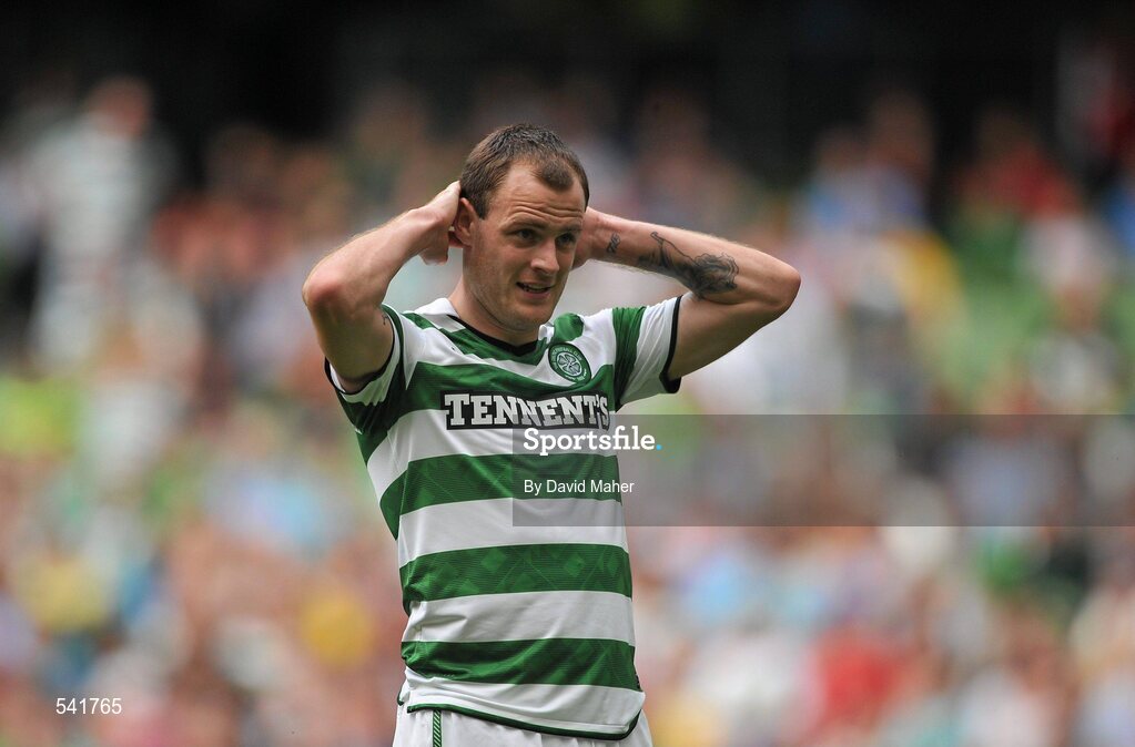 30 July 2011; Anthony Stokes, Glasgow Celtic FC, holds his head after his shot went narrowly wide. Dublin Super Cup, Inter Milan v Glasgow Celtic FC, Aviva Stadium, Lansdowne Road, Dublin. Picture credit: David Maher / SPORTSFILE