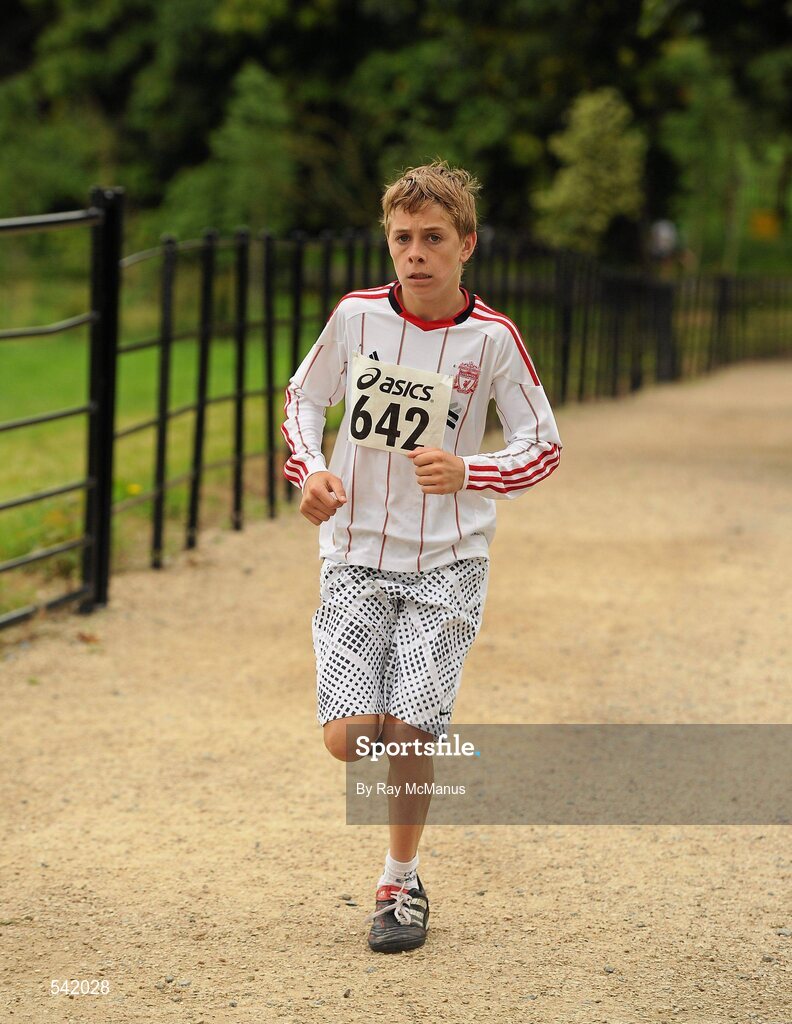 31 July 2011; Thirteen year old John Paterson, from Terenure, Dublin, on his way to winning the Athletics Ireland Family Fitness Festival at Farmleigh. Phoenix Park, Dublin. Picture credit: Ray McManus / SPORTSFILE