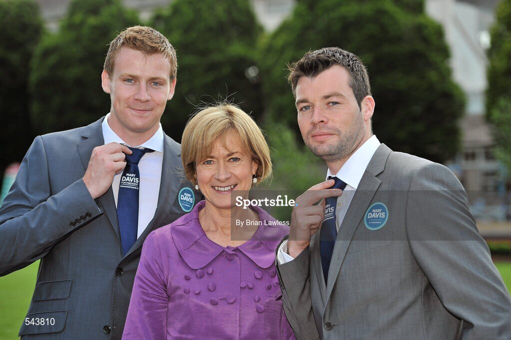 4 August 2011; Independent Presidential candidate Mary Davis with her sons Patrick, left, and Jonny at the Dublin Horse Show 2011, RDS, Ballsbridge, Dublin. Picture credit: Brian Lawless / SPORTSFILE
