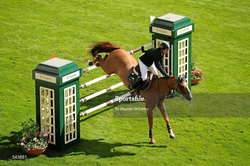 4 August 2011; Cian O'Connor, Ireland, competing on Splendor, during the Power & Speed Event. Dublin Horse Show 2011, RDS, Ballsbridge, Dublin. Picture credit: Stephen McCarthy / SPORTSFILE