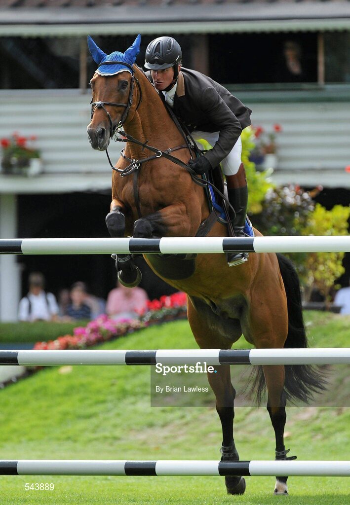 4 August 2011; Edward Doyle, Ireland, competing on Samgemjee, during the Power & Speed Event. Dublin Horse Show 2011, RDS, Ballsbridge, Dublin. Picture credit: Brian Lawless / SPORTSFILE
