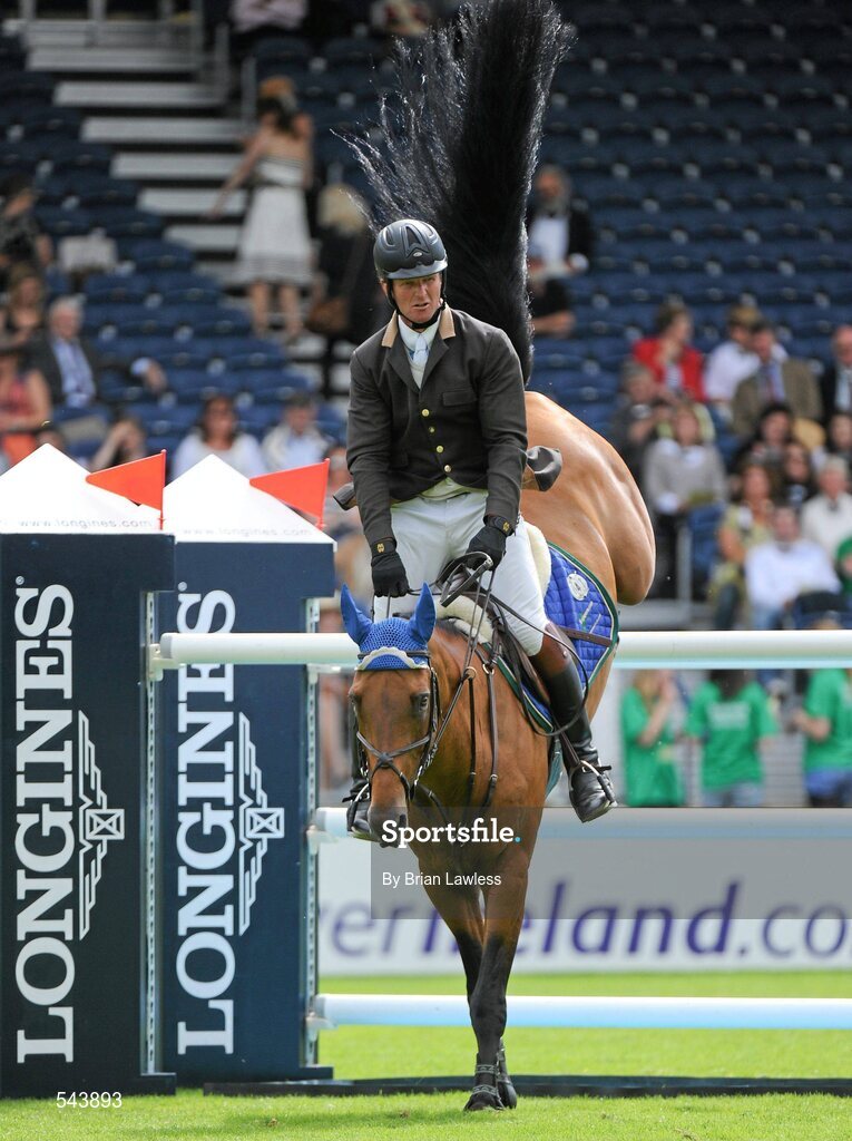 4 August 2011; Edward Doyle, Ireland, competing on Samgemjee, during the Power & Speed Event. Dublin Horse Show 2011, RDS, Ballsbridge, Dublin. Picture credit: Brian Lawless / SPORTSFILE