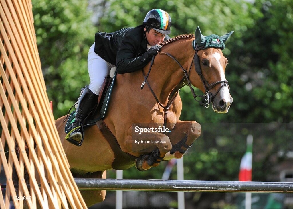 4 August 2011; Cian O'Connor, Ireland, competing on  Splendor, during the Power & Speed Event. Dublin Horse Show 2011, RDS, Ballsbridge, Dublin. Picture credit: Brian Lawless / SPORTSFILE