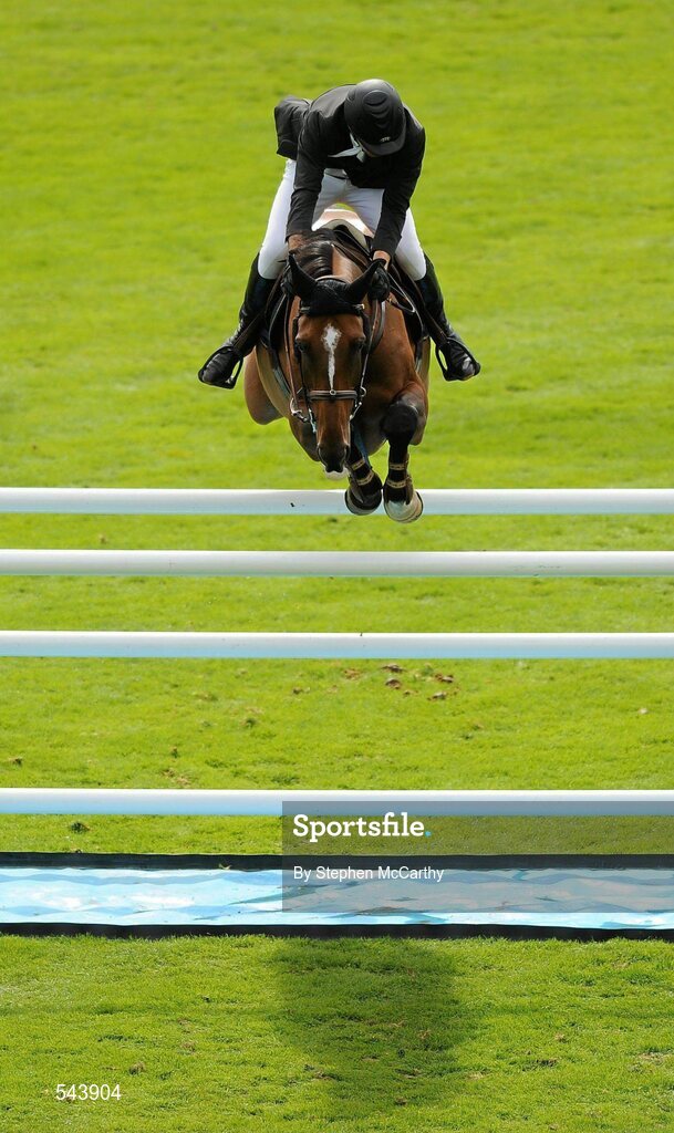 4 August 2011; Dermott Lennon, Ireland, competing on  Vampire, during the Power & Speed Event. Dublin Horse Show 2011, RDS, Ballsbridge, Dublin. Picture credit: Stephen McCarthy / SPORTSFILE