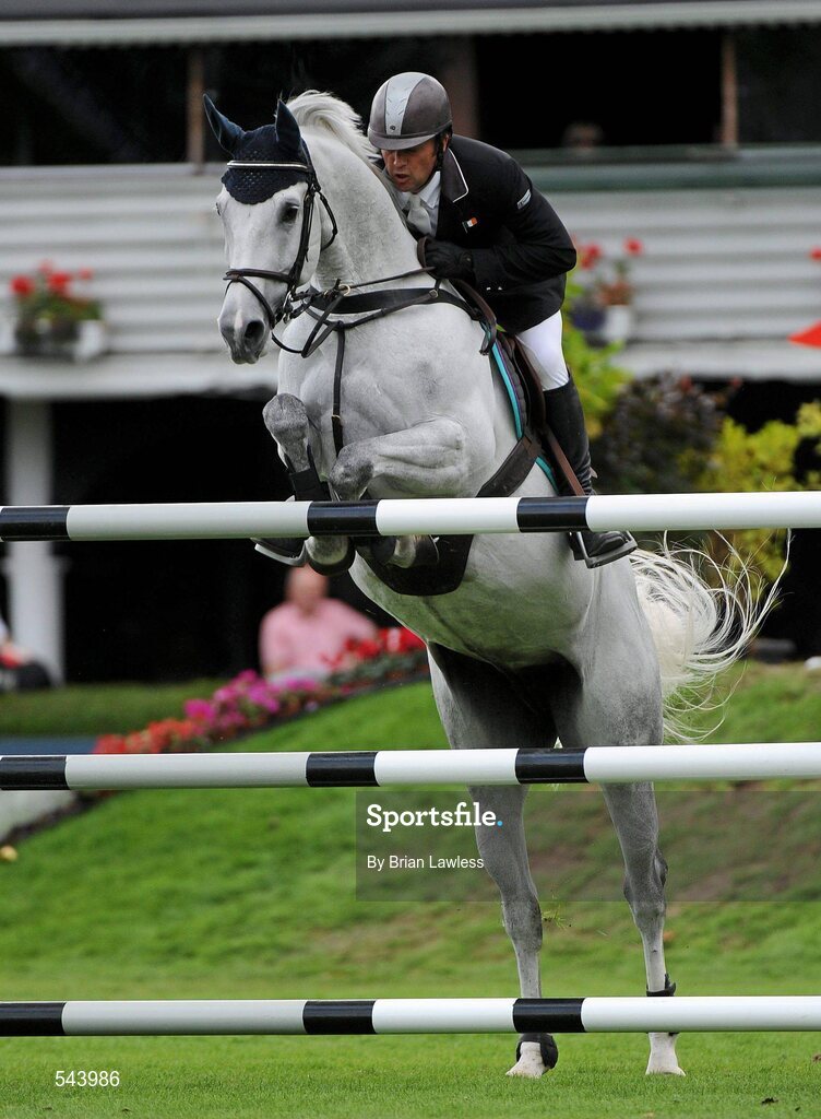 4 August 2011; Dave Quigley, Ireland, competing on Diblesse, during the Power & Speed Event. Dublin Horse Show 2011, RDS, Ballsbridge, Dublin. Picture credit: Brian Lawless / SPORTSFILE