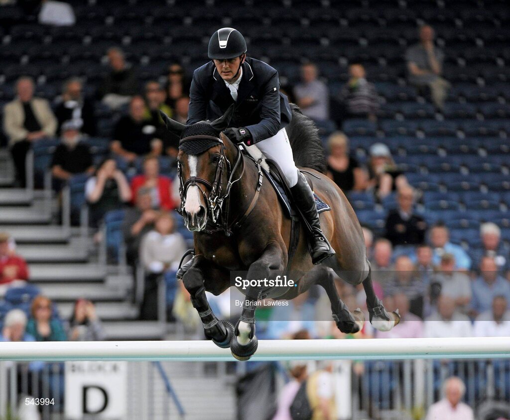 4 August 2011; Billy Twomey, Ireland, competing on J'Taime Flamenco, during the Power & Speed Event. Dublin Horse Show 2011, RDS, Ballsbridge, Dublin. Picture credit: Brian Lawless / SPORTSFILE