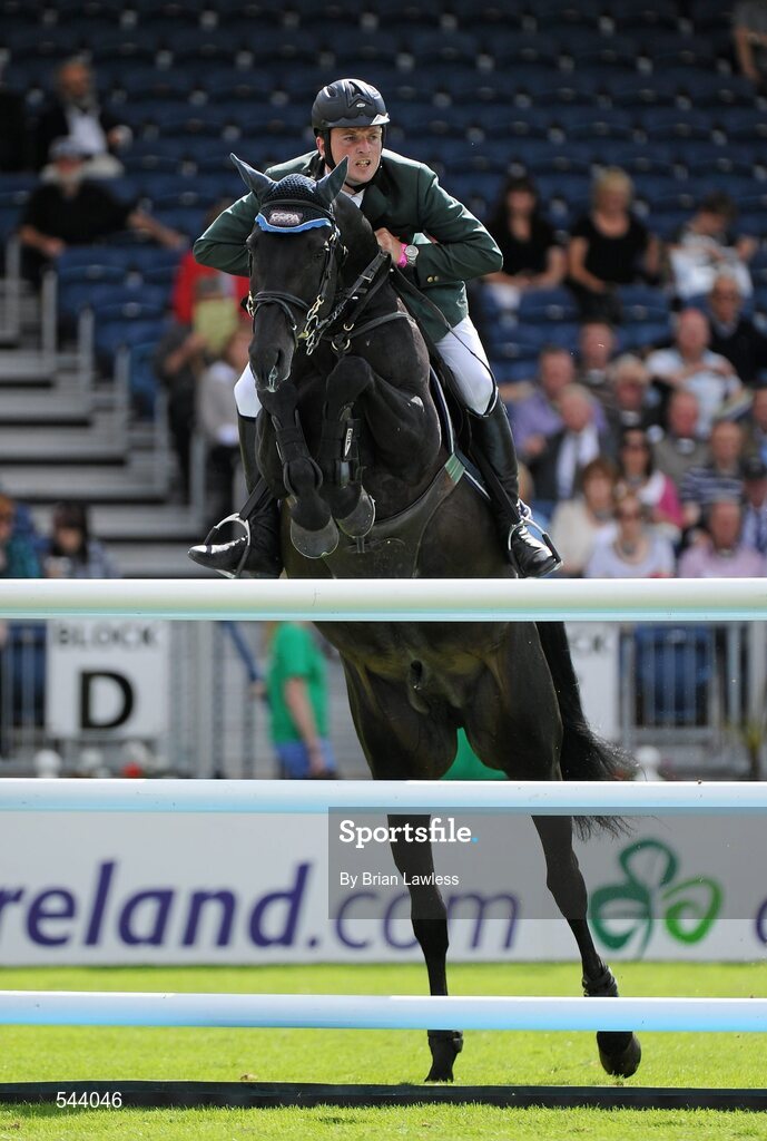 4 August 2011; Ger O'Neill, Ireland, competing on Cassidee, during the Power & Speed Event. Dublin Horse Show 2011, RDS, Ballsbridge, Dublin. Picture credit: Brian Lawless / SPORTSFILE