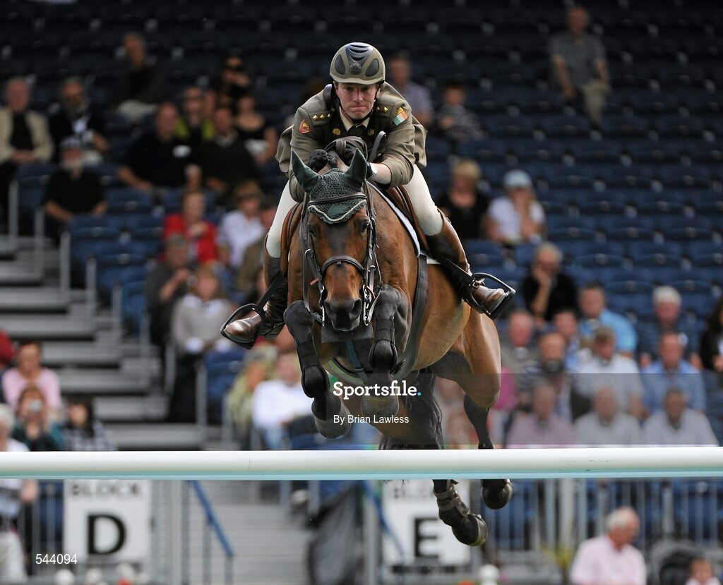 4 August 2011; Capt. David O'Brien, Ireland, competing on Annestown, during the Power & Speed Event. Dublin Horse Show 2011, RDS, Ballsbridge, Dublin. Picture credit: Brian Lawless / SPORTSFILE