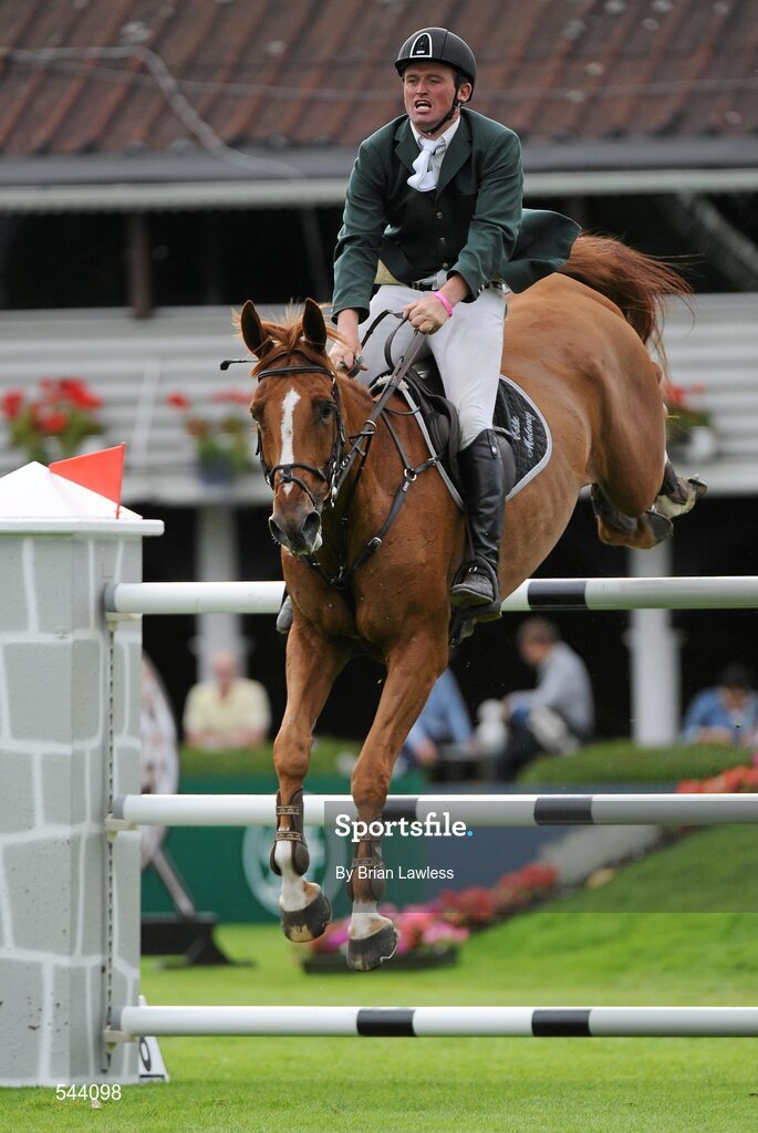 4 August 2011; Eddie Moloney, Ireland, competing on Macushla R, during the Power & Speed Event. Dublin Horse Show 2011, RDS, Ballsbridge, Dublin. Picture credit: Brian Lawless / SPORTSFILE