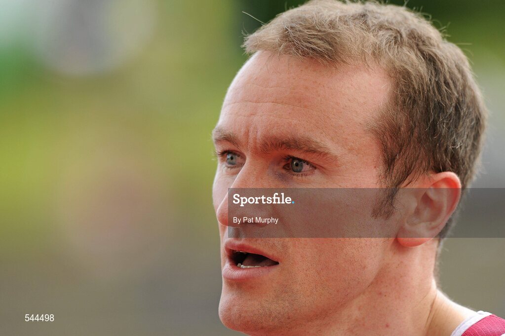 6 August 2011; Paul Hession, from Athenry AC, after winning the Men's 200m final in a time of 20.51 seconds to achieve an A Standard qualification for the World Championships and the A Standard Qualification for the Olympic Games in London 2012 at the Woodie's DIY AAI Senior Track & Field Championships. Morton Stadium, Santry, Co. Dublin. Picture credit: Pat Murphy / SPORTSFILE