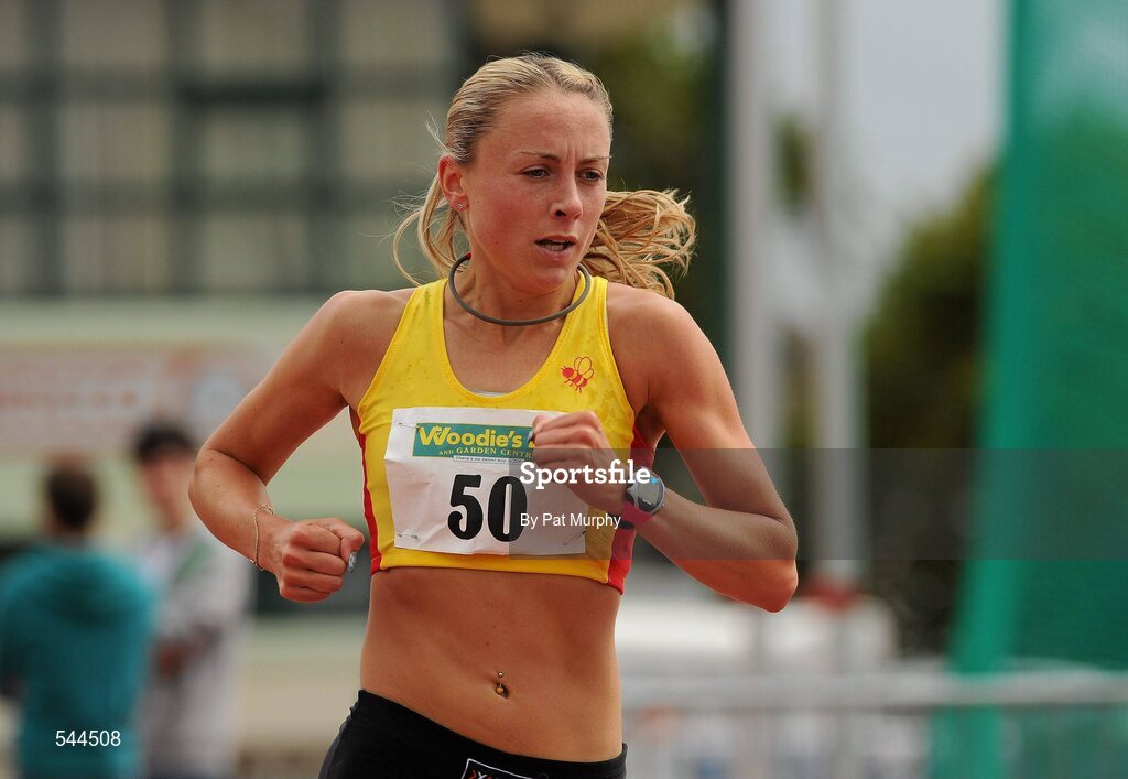 6 August 2011; Kerry Harty, Newcastle AC, on her way to winning the Women's 3000m Steeplechase Final at the Woodie's DIY AAI Senior Track & Field Championships. Morton Stadium, Santry, Co. Dublin. Picture credit: Pat Murphy / SPORTSFILE