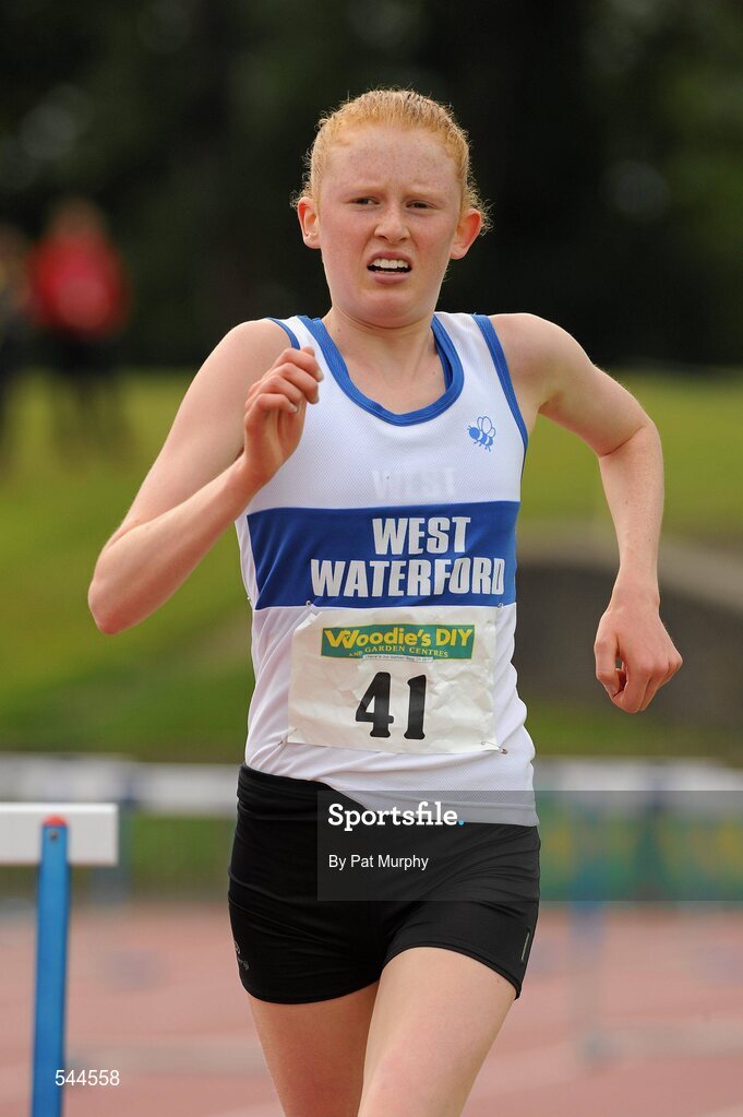 6 August 2011; Kate Veale, from west Waterford AC, on her way to winning the Women's 5000m Walking event at the Woodie's DIY AAI Senior Track & Field Championships. Morton Stadium, Santry, Co. Dublin. Picture credit: Pat Murphy / SPORTSFILE