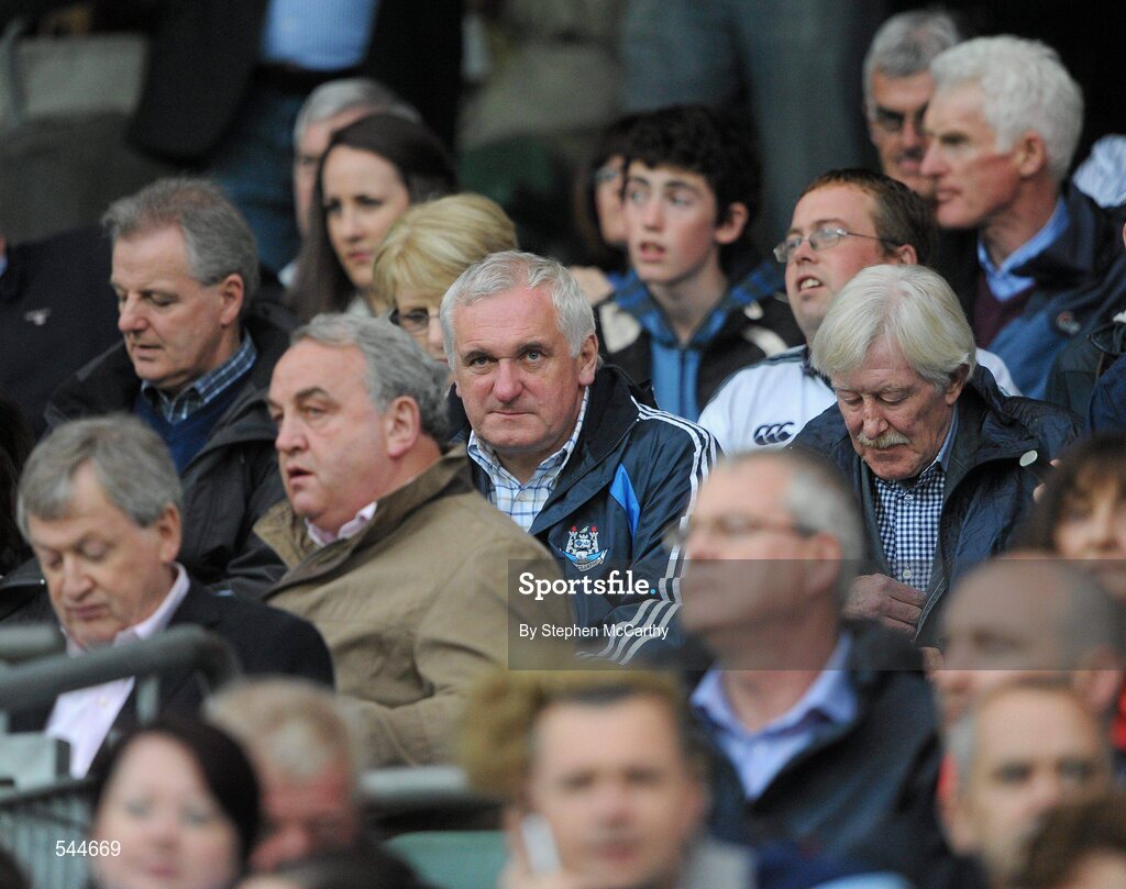 6 August 2011; Former Taoiseach Bertie Ahern watches on during the GAA Football All-Ireland Senior Championship Quarter-Final, Dublin v Tyrone, Croke Park, Dublin. Picture credit: Stephen McCarthy / SPORTSFILE