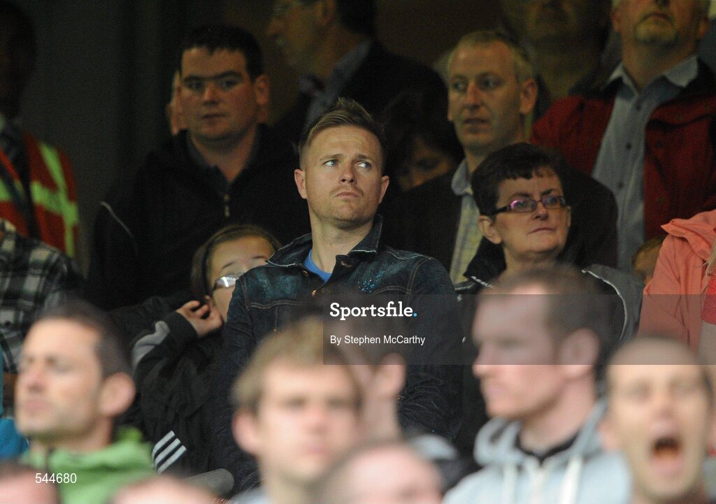 6 August 2011; Westlife singer Nicky Byrne watches on during the GAA Football All-Ireland Senior Championship Quarter-Final, Dublin v Tyrone, Croke Park, Dublin. Picture credit: Stephen McCarthy / SPORTSFILE