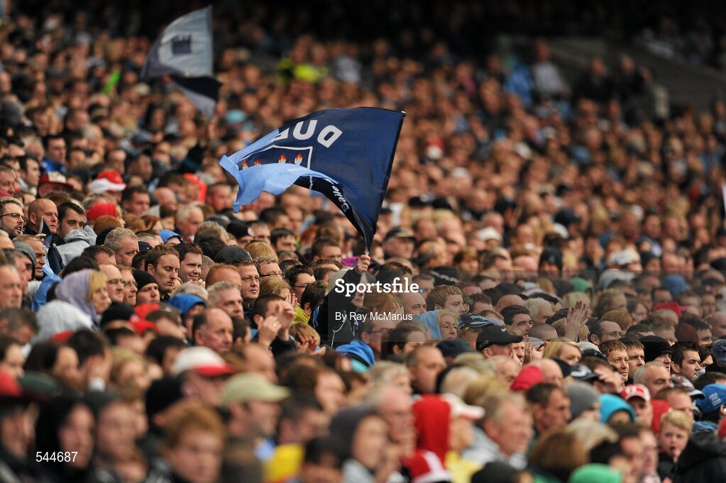 6 August 2011; Dublin supporters in the Cusack Stand during the GAA Football All-Ireland Senior Championship Quarter-Final, Dublin v Tyrone, Croke Park, Dublin. Picture credit: Ray McManus / SPORTSFILE