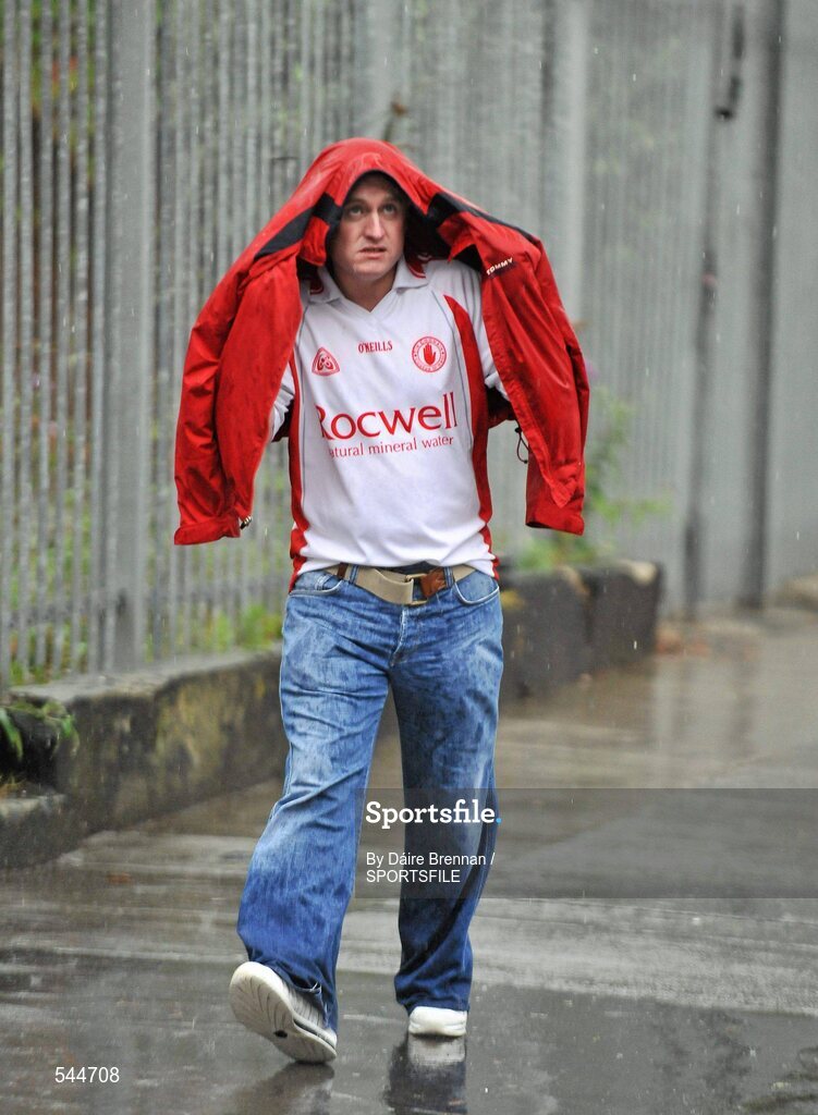 6 August 2011; George Taggart, from Derrylaugan, Co. Tyrone, makes his way to the GAA Football All-Ireland Senior Championship Quarter-Final, Dublin v Tyrone, Croke Park, Dublin. Picture credit: Daire Brennan / SPORTSFILE