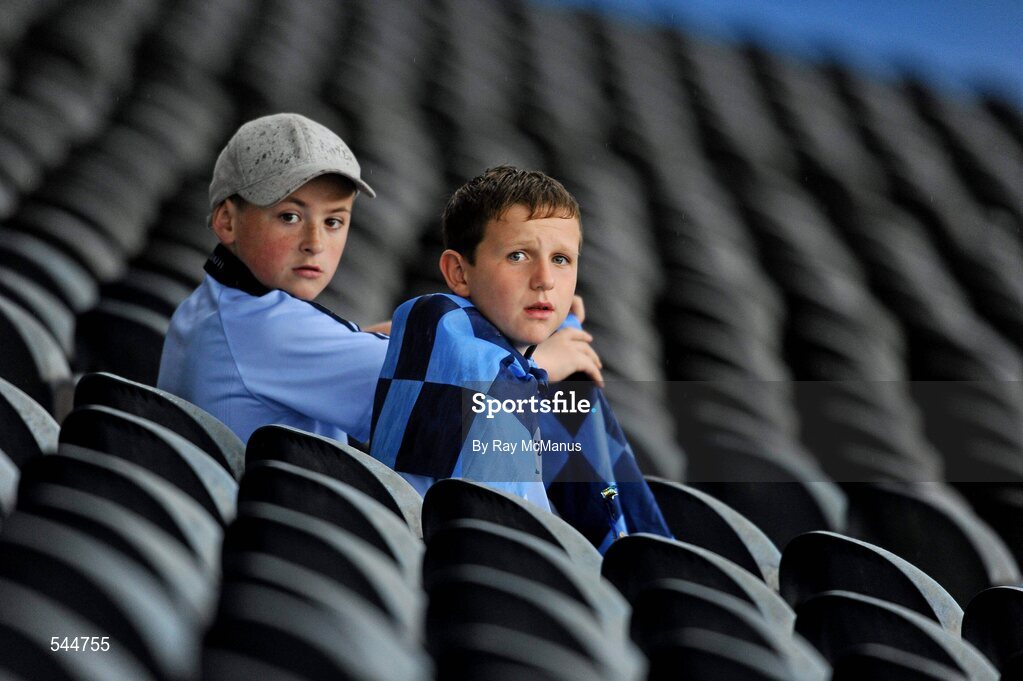 6 August 2011; Dublin supporters Cian Boylan, left, and Natham Molloy, from Coolock, before the GAA Football All-Ireland Senior Championship Quarter-Final, Dublin v Tyrone, Croke Park, Dublin. Picture credit: Ray McManus / SPORTSFILE