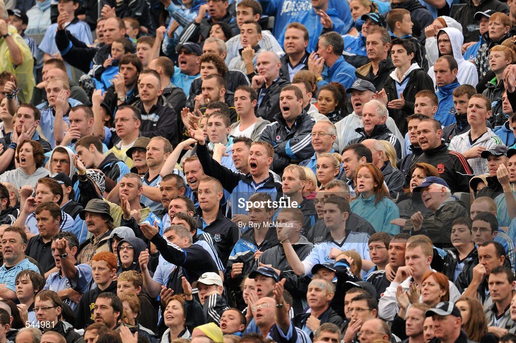 6 August 2011; Dublin supporters on Hill 16 near the end of the GAA Football All-Ireland Senior Championship Quarter-Final, Dublin v Tyrone, Croke Park, Dublin. Picture credit: Ray McManus / SPORTSFILE
