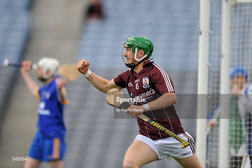 7 August 2011; Gerald O'Donoghue celebrates scoring a last minute goal, for Galway, to level the game. GAA Hurling All-Ireland Minor Championship Semi-Final, Clare v Galway, Croke Park, Dublin. Picture credit: Ray McManus / SPORTSFILE