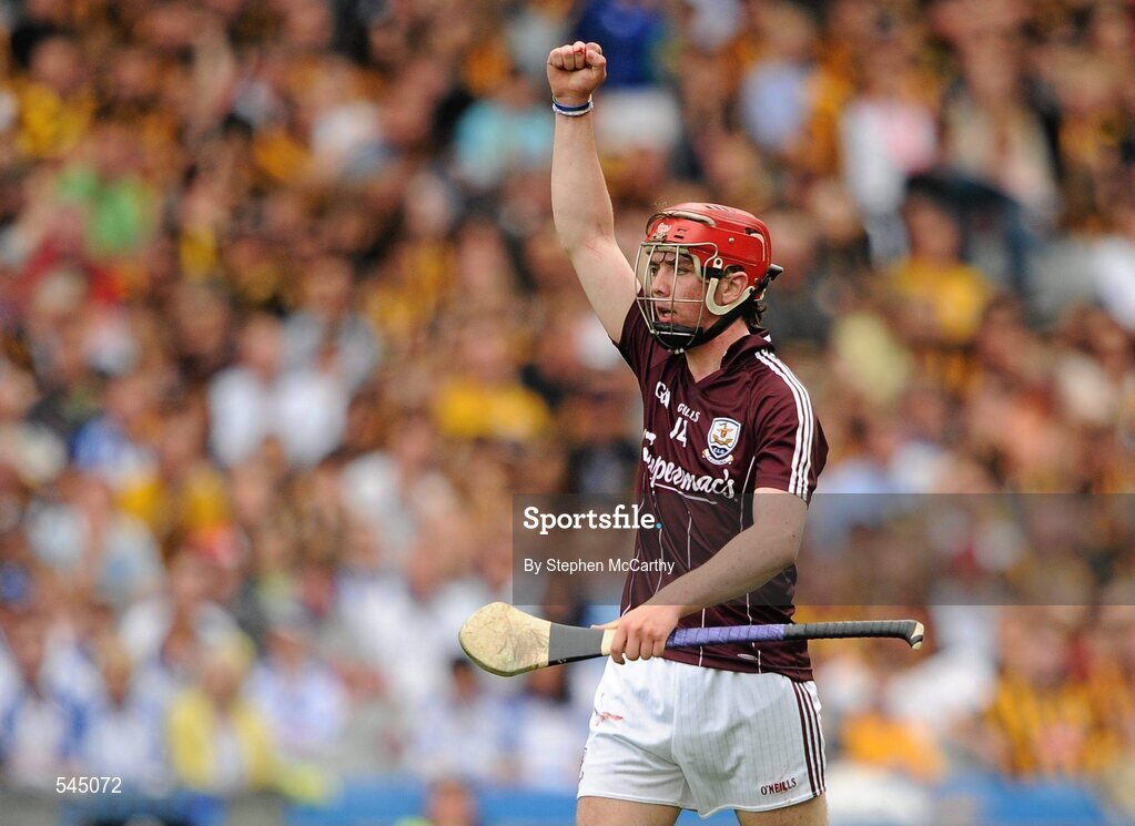 7 August 2011; Shane Moloney, Galway, celebrates a late point in extra-time. GAA Hurling All-Ireland Minor Championship Semi-Final, Clare v Galway, Croke Park, Dublin. Picture credit: Stephen McCarthy / SPORTSFILE