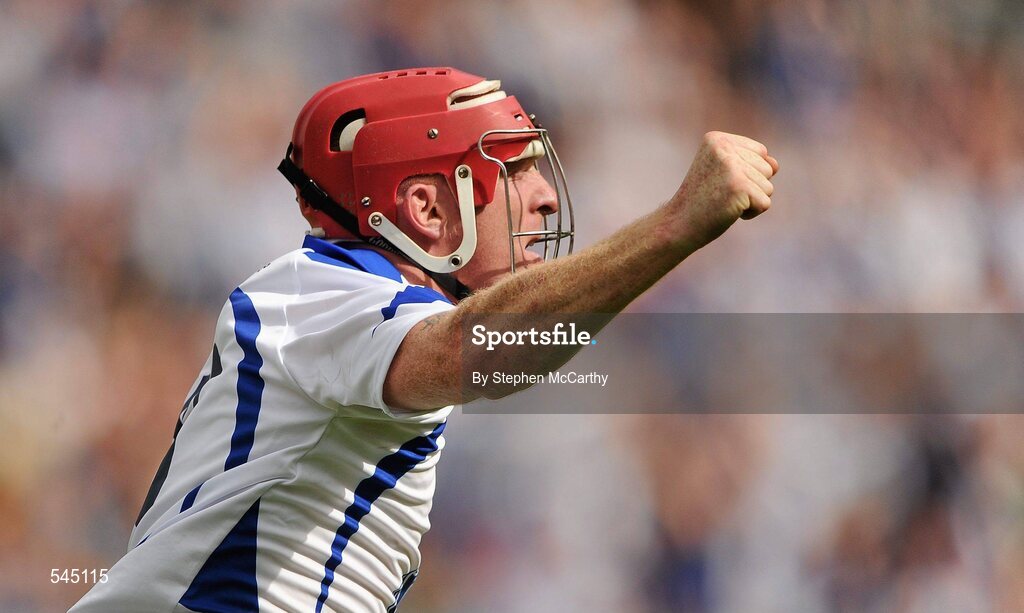 7 August 2011; John Mullane, Waterford, celebrates after scoring his side's first goal. GAA Hurling All-Ireland Senior Championship Semi-Final, Kilkenny v Waterford, Croke Park, Dublin. Picture credit: Stephen McCarthy / SPORTSFILE