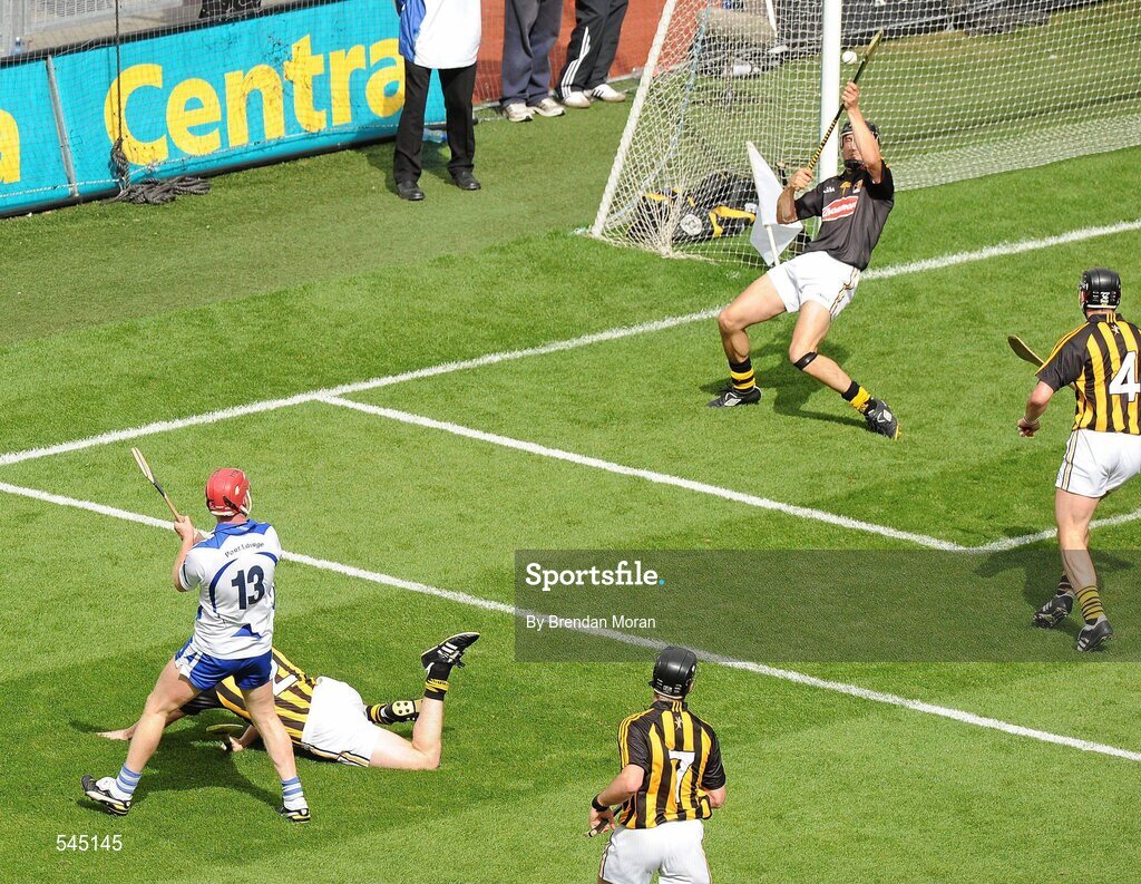 7 August 2011; John Mullane, Waterford, scores his side's first goal past Kilkenny goalkeeper David Herity. GAA Hurling All-Ireland Senior Championship Semi-Final, Kilkenny v Waterford, Croke Park, Dublin. Picture credit: Brendan Moran / SPORTSFILE
