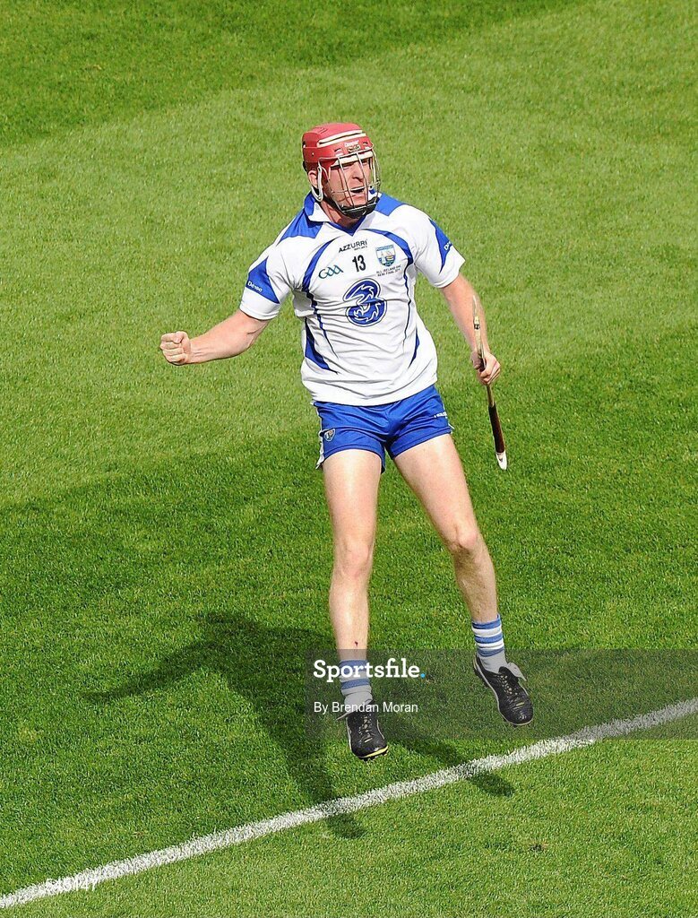 7 August 2011; John Mullane, Waterford, celebrates scoring his side's first goal. GAA Hurling All-Ireland Senior Championship Semi-Final, Kilkenny v Waterford, Croke Park, Dublin. Picture credit: Brendan Moran / SPORTSFILE