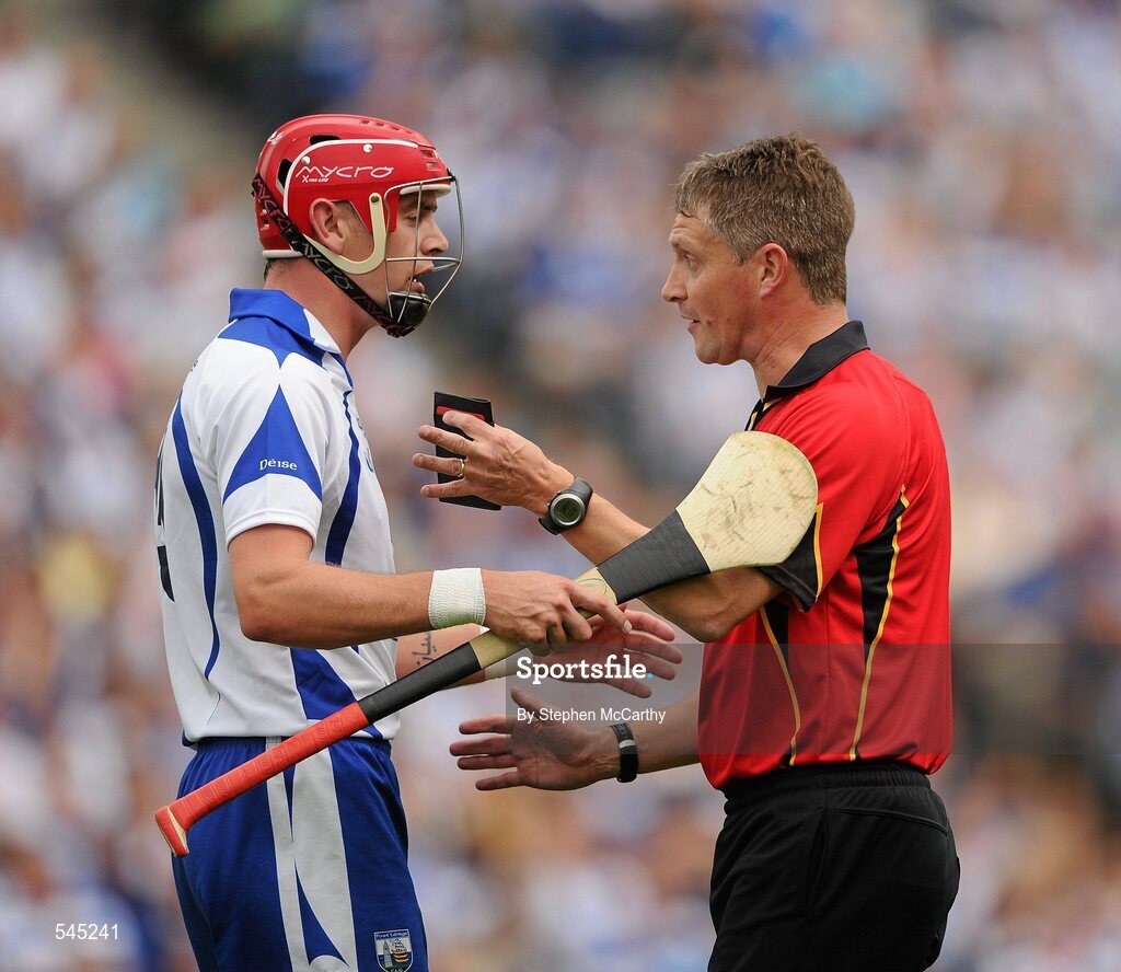 7 August 2011; Referee Barry Kelly speaks with Eoin Kelly, Waterford. GAA Hurling All-Ireland Senior Championship Semi-Final, Kilkenny v Waterford, Croke Park, Dublin. Picture credit: Stephen McCarthy / SPORTSFILE